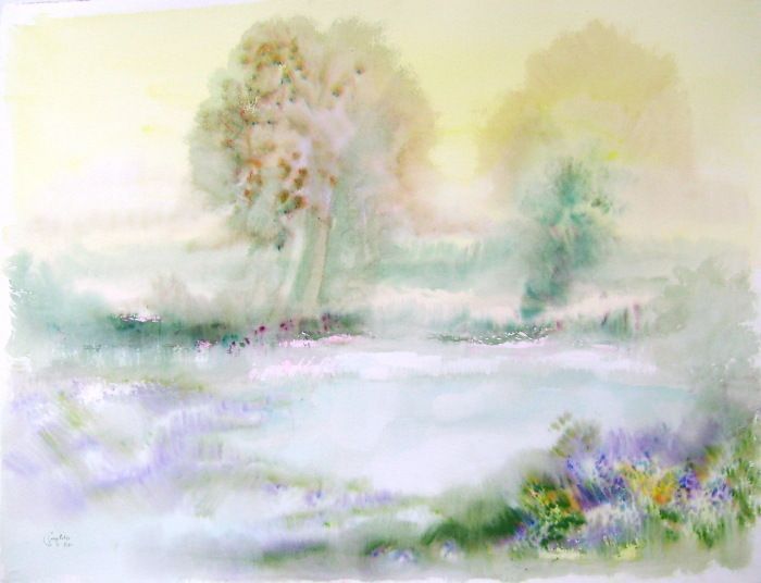 Ribes Guy   Large Format Original Watercolor And Gouache   Romantic Landscape 5