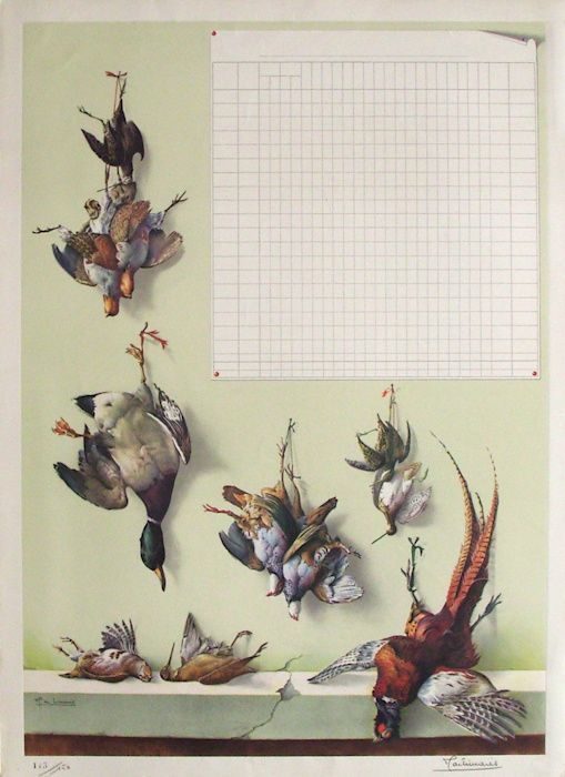 De Linarès Henri 1904 = 1987   Lithograph   Hunting Trophies Ducks Pheasants And Woodcock