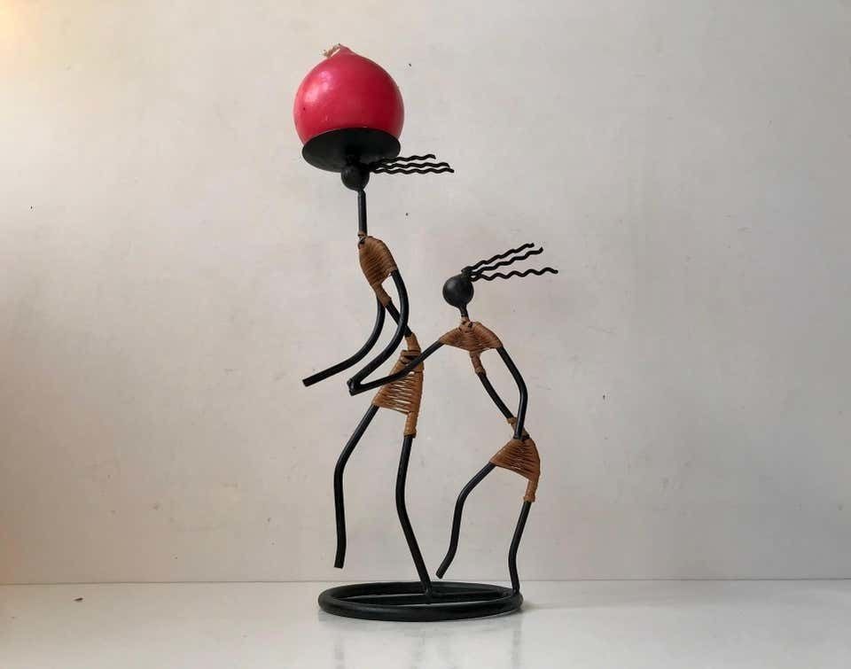 Danish Modernist Female Black String Candleholder By Laurids Lonborg, 1960s photo Home Decor
