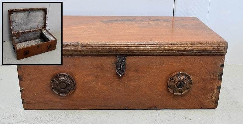 Solid Ash Chest And Iron Handles   Mid 19th Century