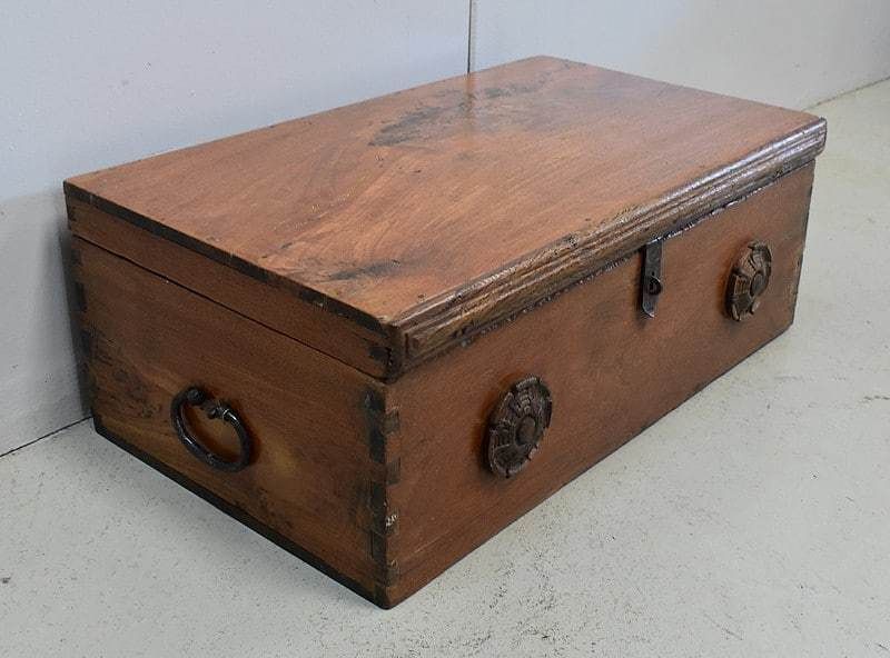 Solid Ash Chest And Iron Handles   Mid 19th Century photo for sale