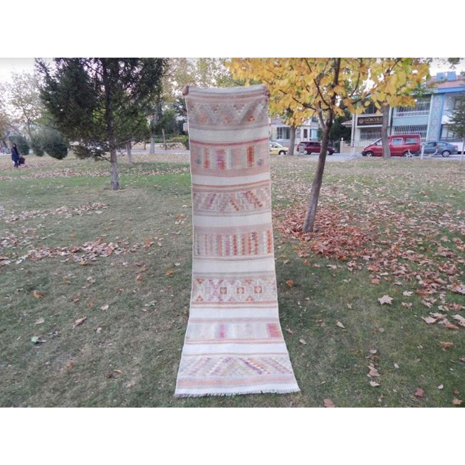 Turkish Handwoven Oushak Kilim Rug Runner For Home Decor, Traditional Old Wool Kelim photo Textiles