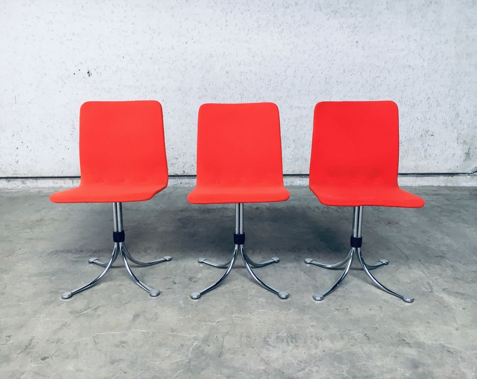 Brabantia Home Steel Set Of 3 Dining Chairs 1970s Holland photo vinterior