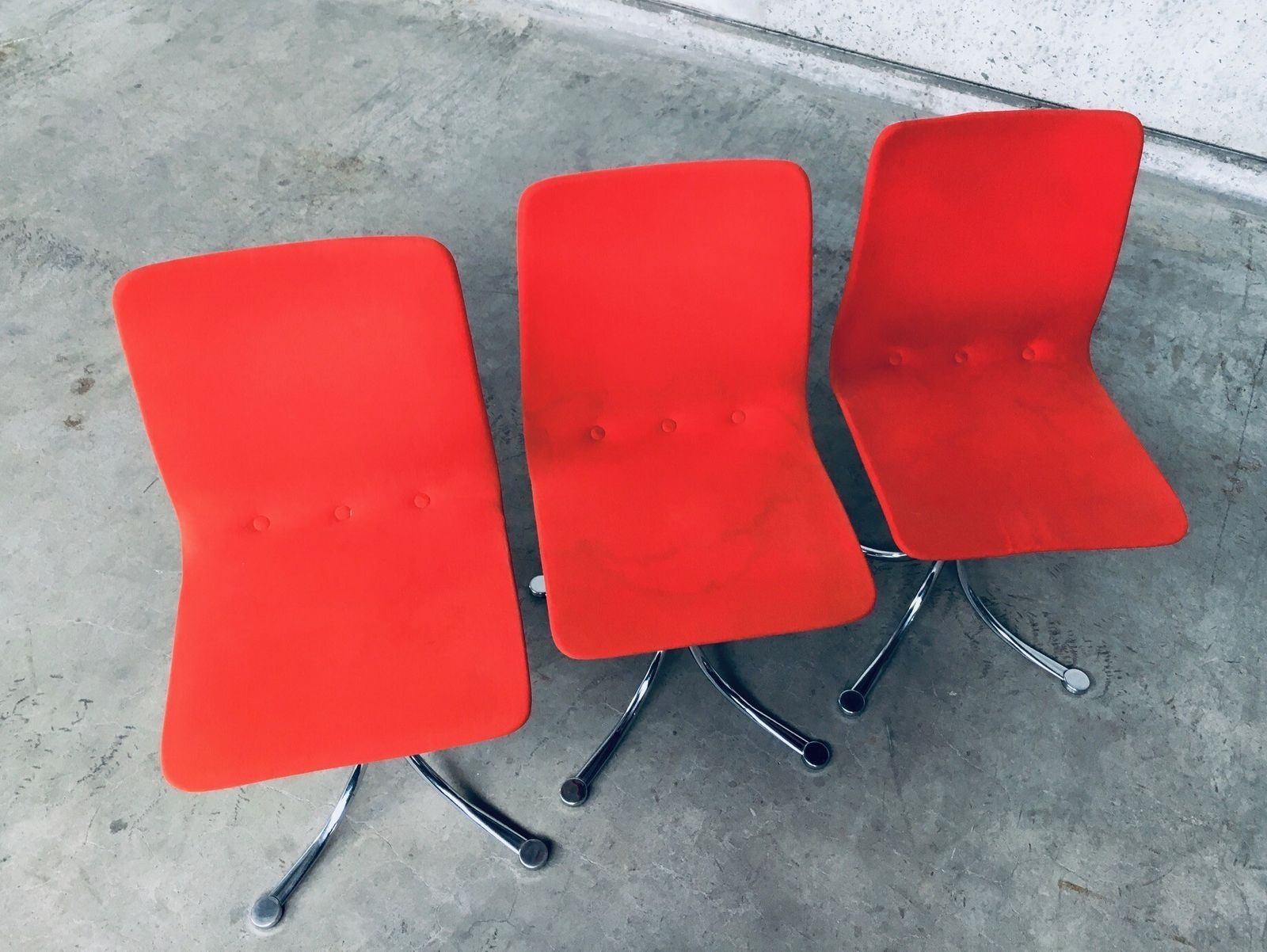 Furniture Brabantia Home Steel Set Of 3 Dining Chairs 1970s Holland photo