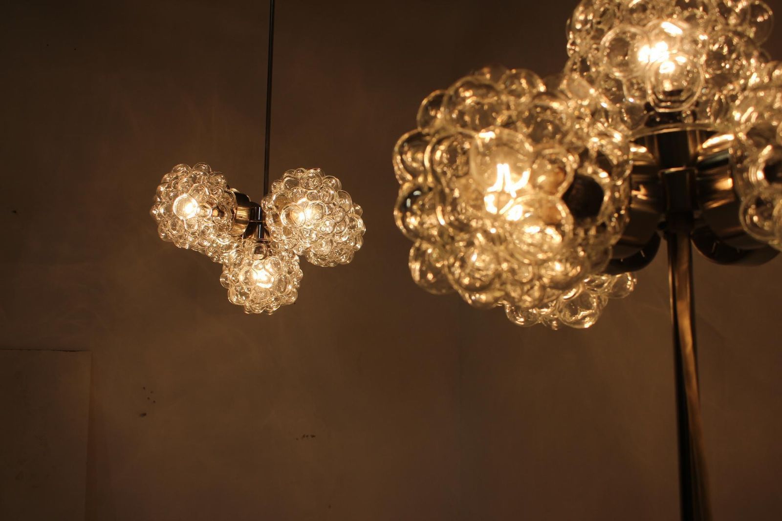 Set Of Floor Lamp And Chandelier "Raspberry", Kamenický šenov, 1970