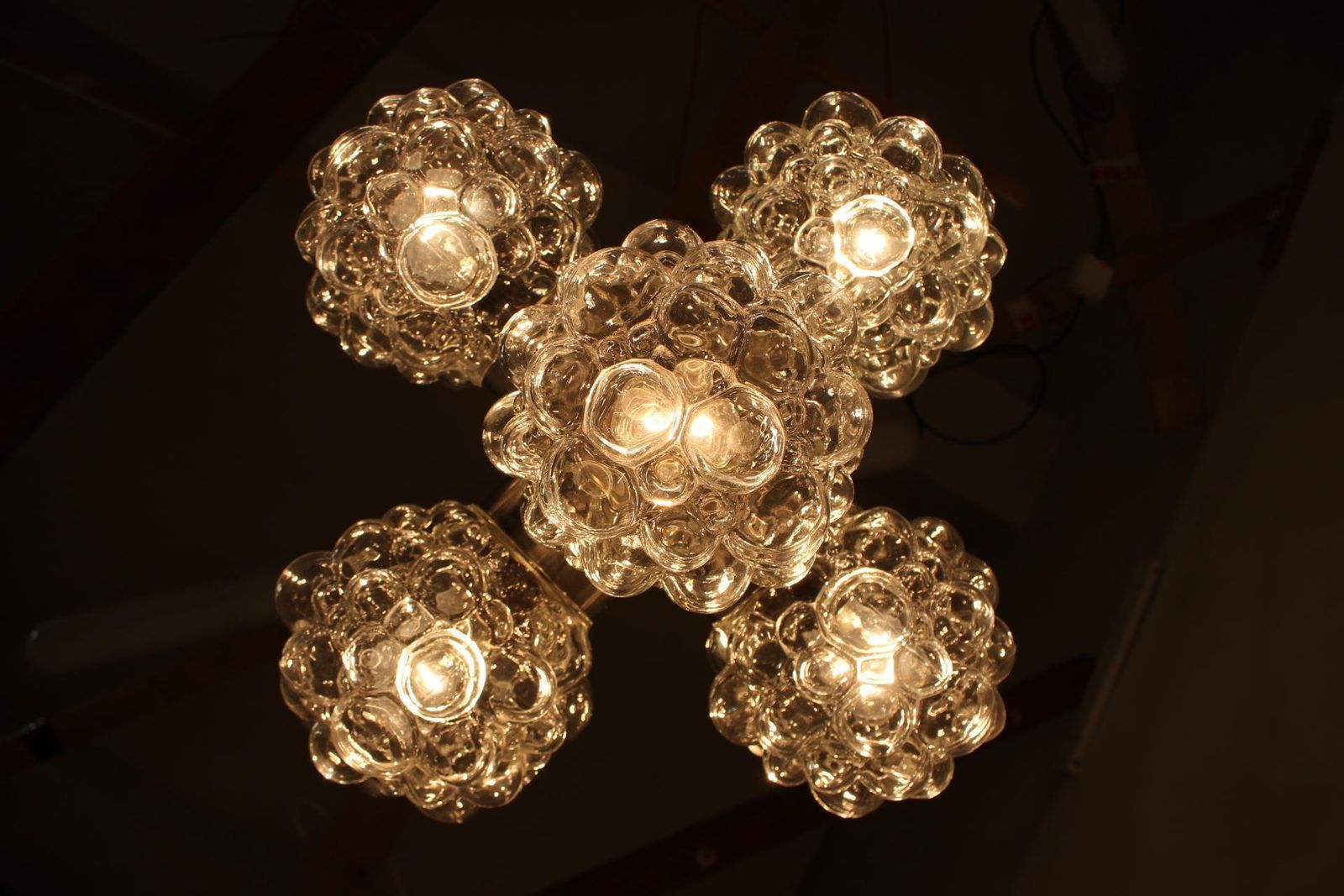 Set Of Floor Lamp And Chandelier "Raspberry", Kamenický šenov, 1970 photo buy