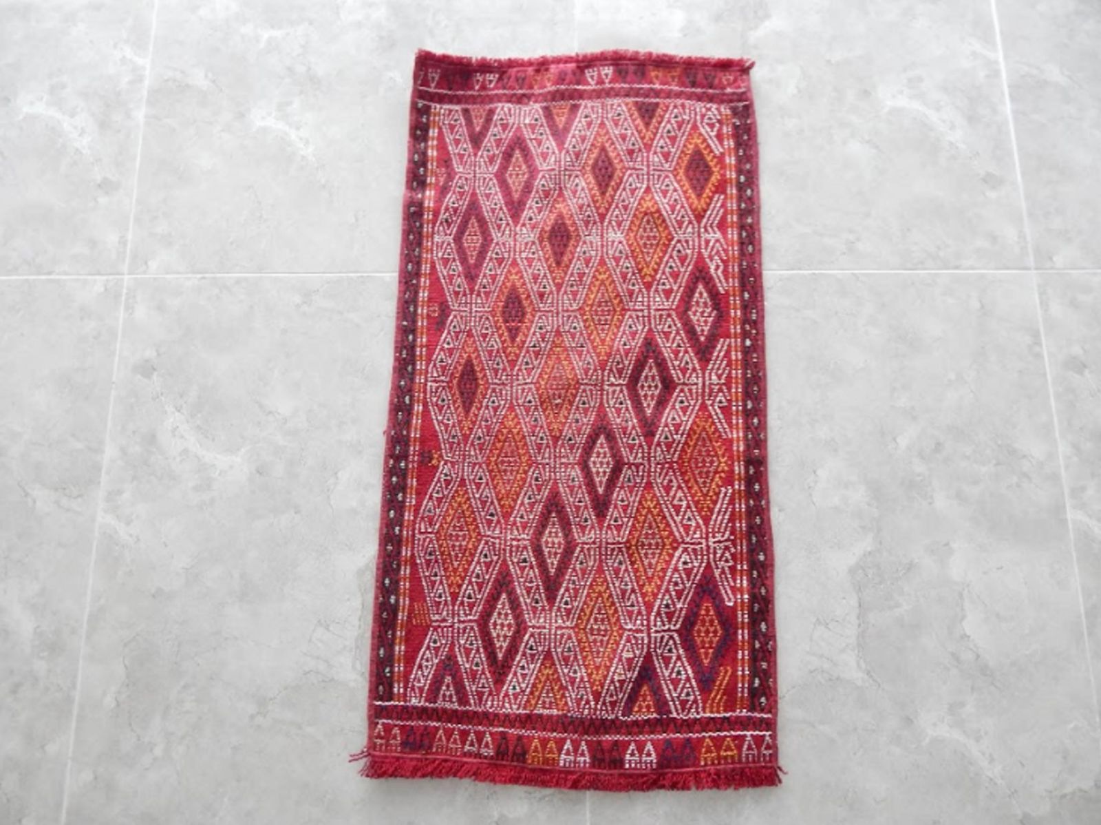 Nomadic Geometrical Turkish Tribal Antique Handmade Anatolian Kilim Rug 1′7″ × 3′1″ photo for sale
