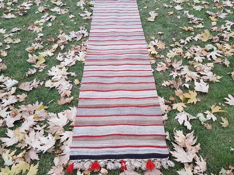Vintage Handmade Ragrug Runner Rug Extra Long Runner Stair Tread 1′12″ × 30′6″ photo Textiles