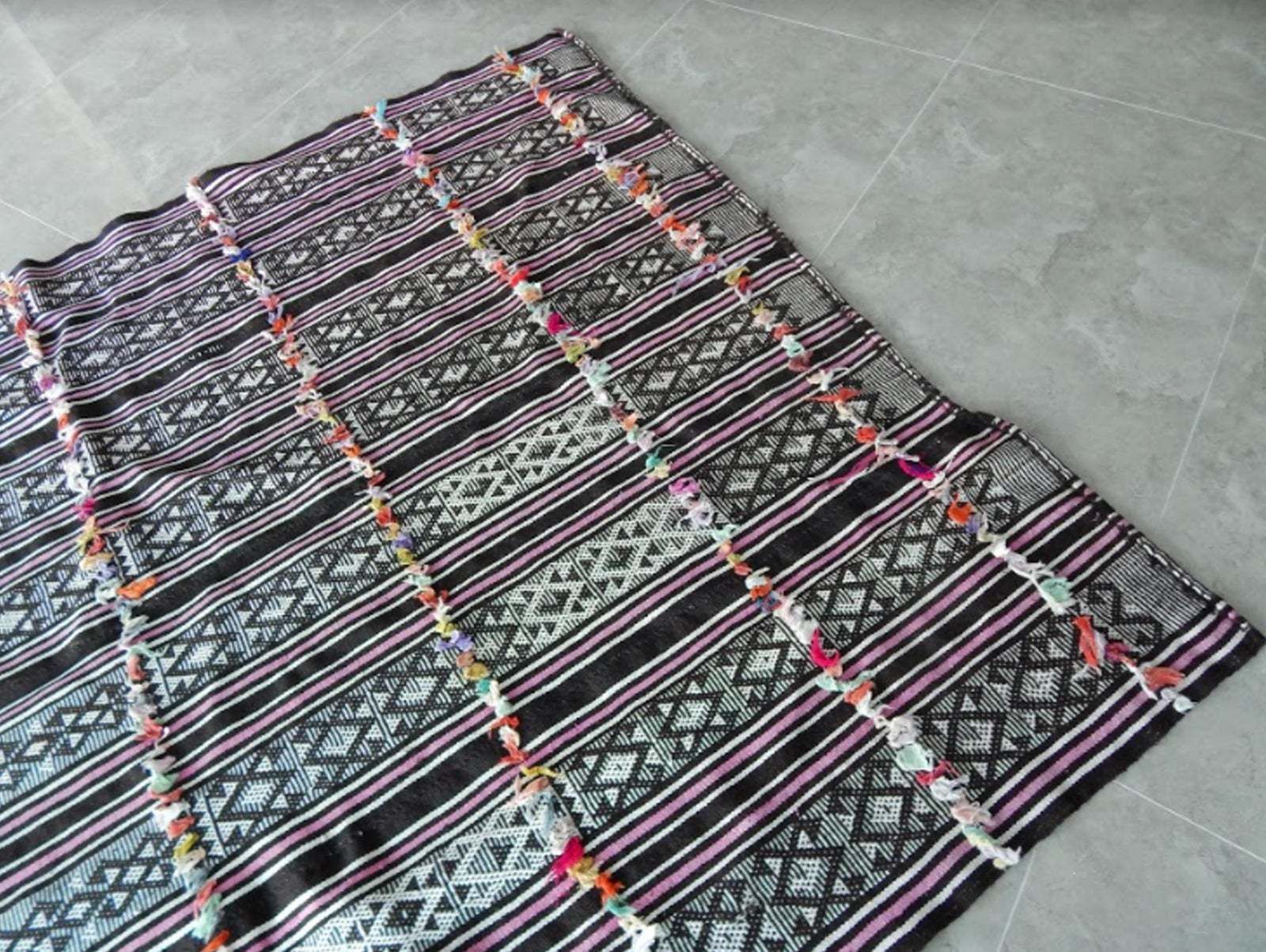 Antique Primitive Rug Hand Woven Cotton Anatolian Kilim Rug   5′8″ × 7′8″ photo buy