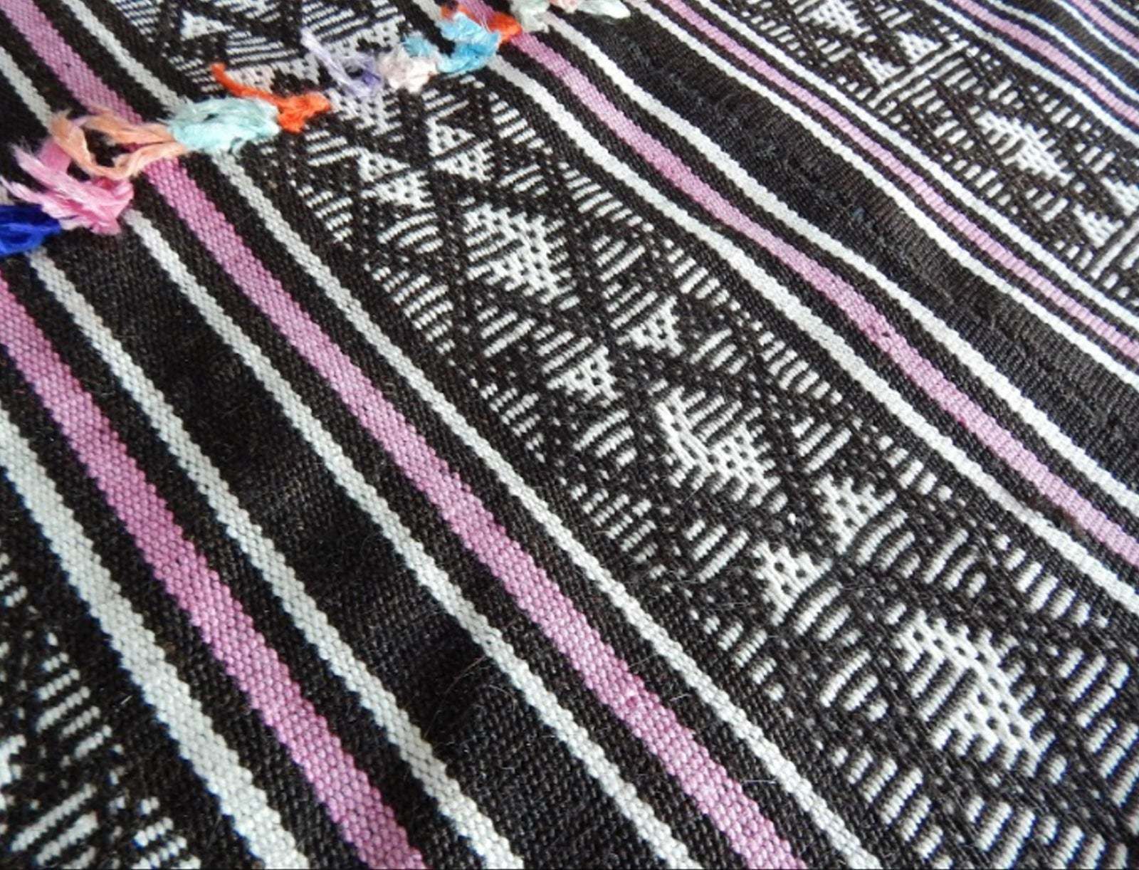 Antique Primitive Rug Hand Woven Cotton Anatolian Kilim Rug   5′8″ × 7′8″ photo vintage