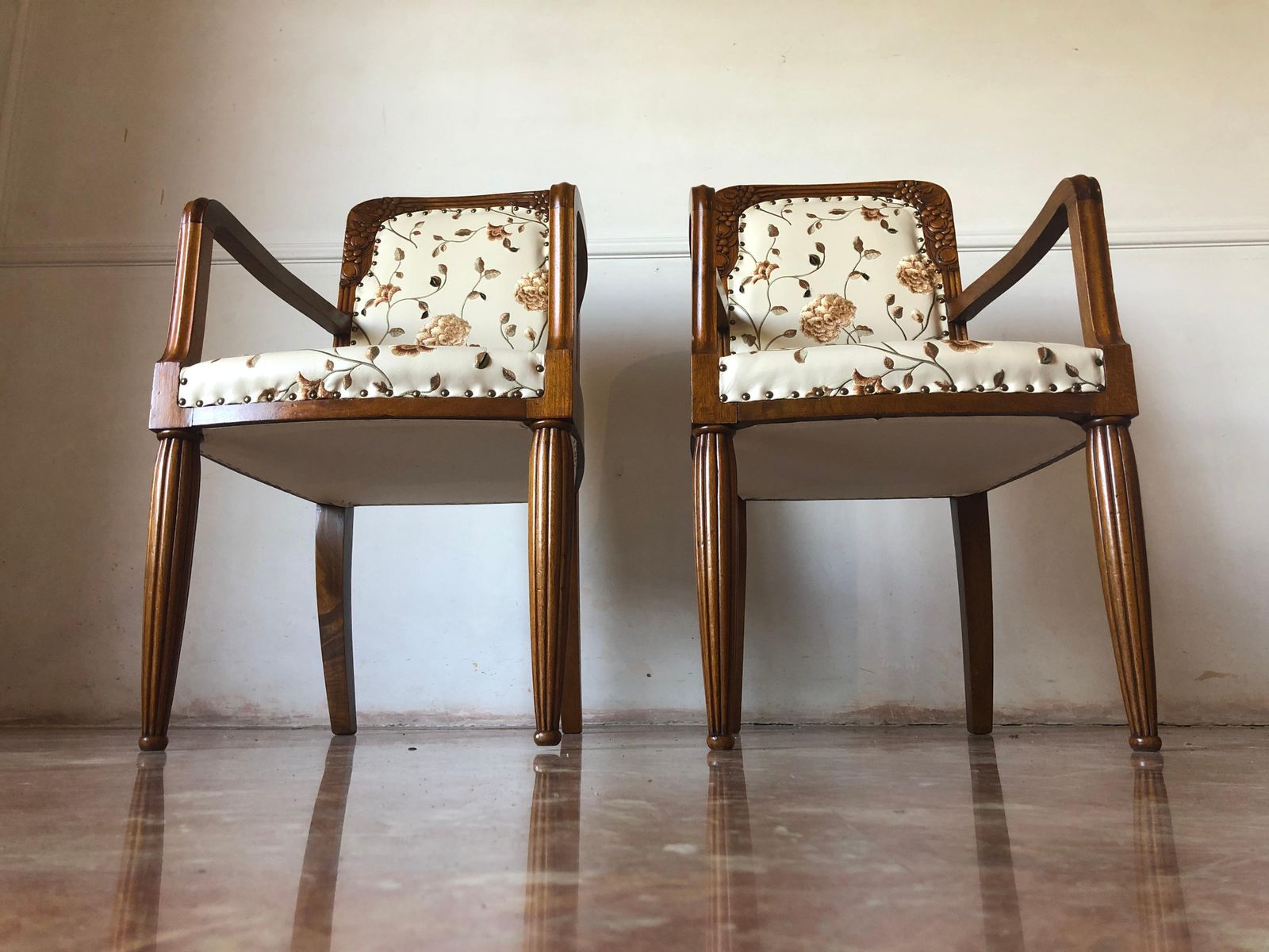 Pair Of French Liberty Art Nouveau Armchairs, 1920s photo for sale