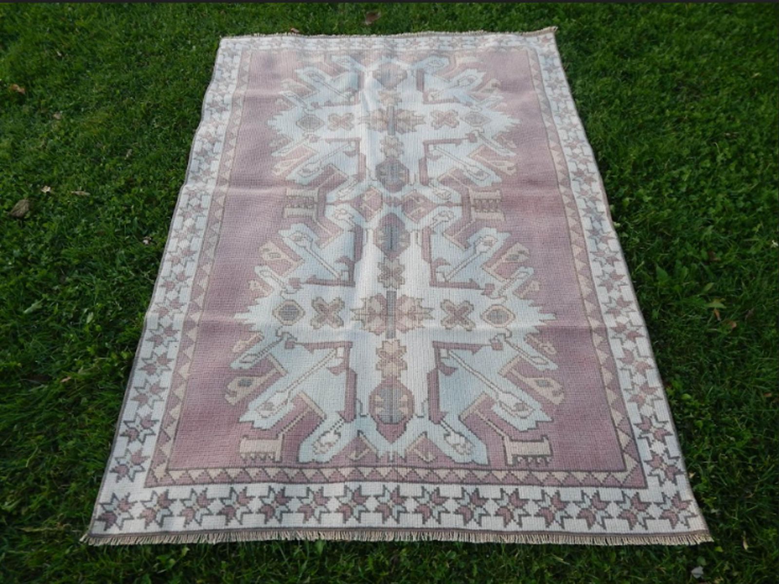 Vintage Turkish Kars Rug 3′11″ × 5′6″