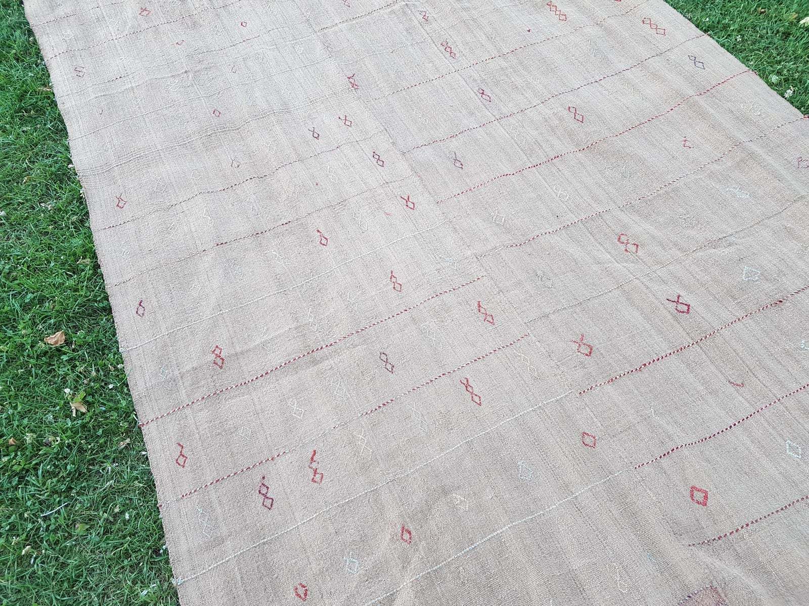 Vintage Natural Turkish Hemp Sisal Kilim Rug 5'11" X 12'10" photo 624.0
