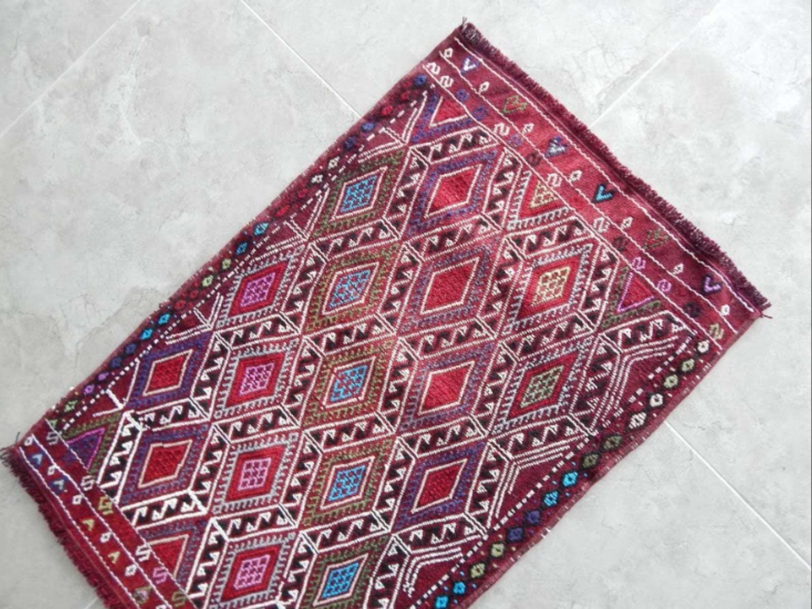 Vintage Geometrical Turkish Cicim Kilim Rug 1′10″ × 2′9″ photo 98.0