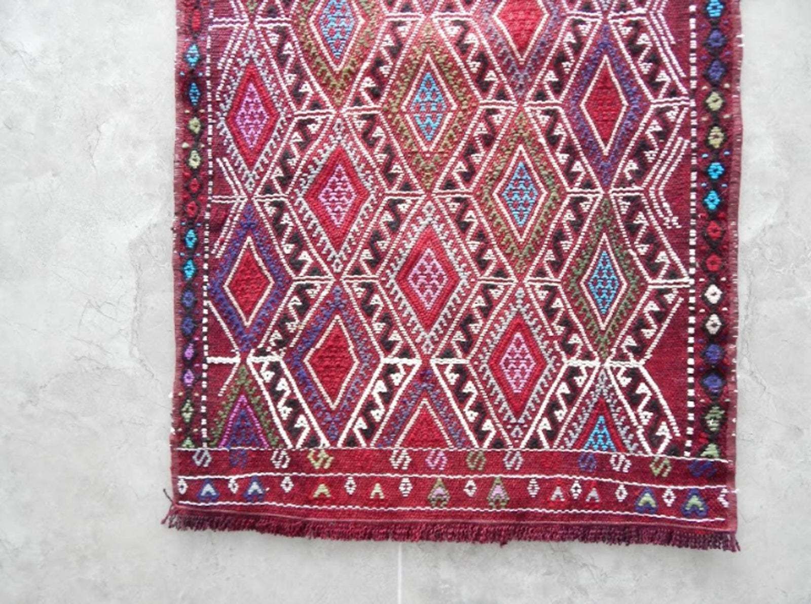 Vintage Geometrical Turkish Cicim Kilim Rug 1′10″ × 2′9″ photo vinterior