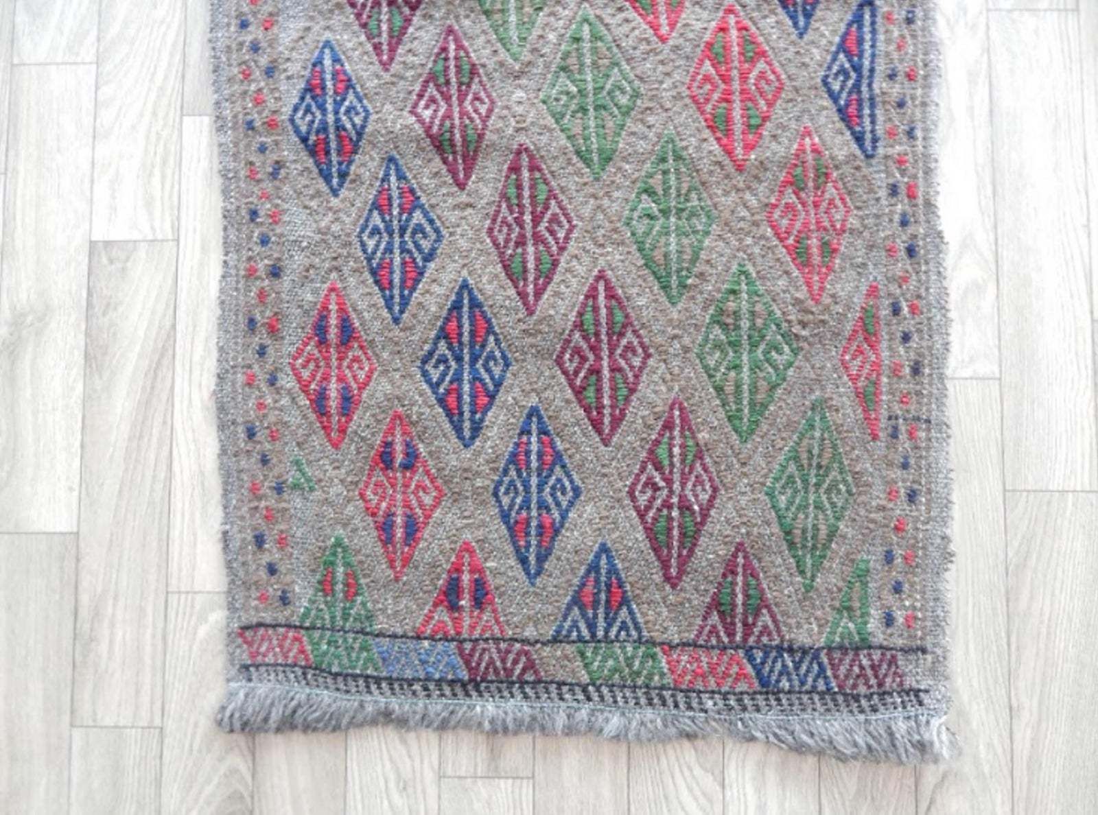Vintage Small Geometrical Oushak Kilim Rug 1′8″ × 2′10″ photo vinterior