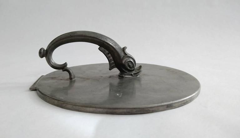 Pewter Hand Mirror In Swedish Grace Style, 1930s photo for sale