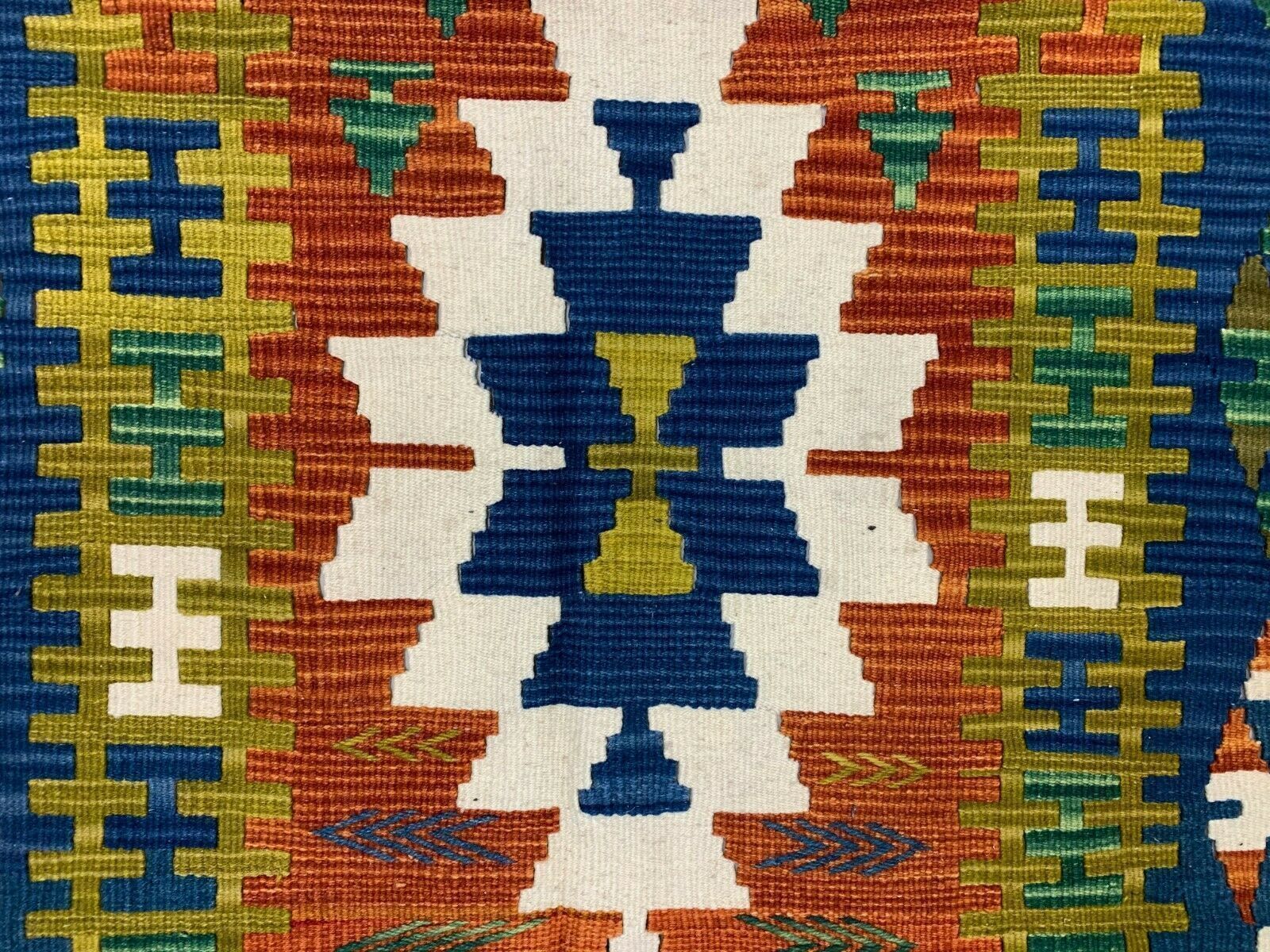 Vintage Turkish Kilim 230x142 Cm Tribal Kelim Rug, Blue, Red, Beige, Green Large photo vintage