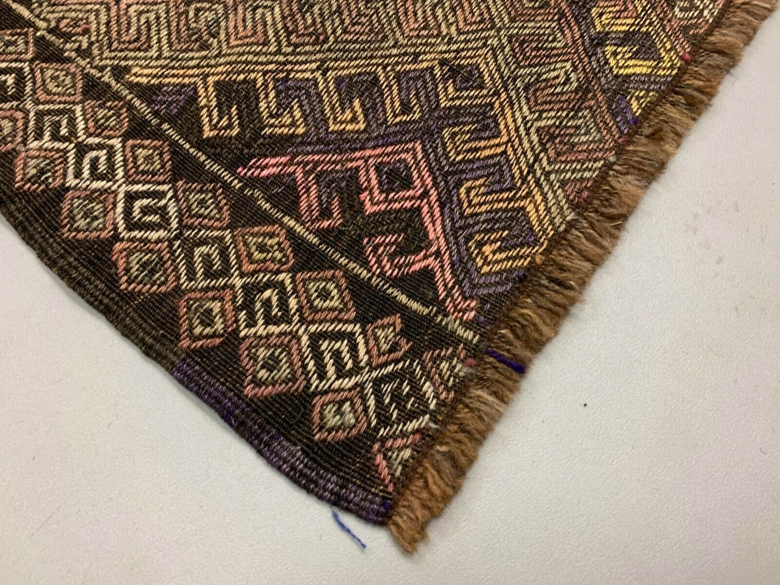 Vintage Turkish Kilim Rug 300x149 Cm Shabby Wool Kelim Large Black Pink Beige photo vinterior