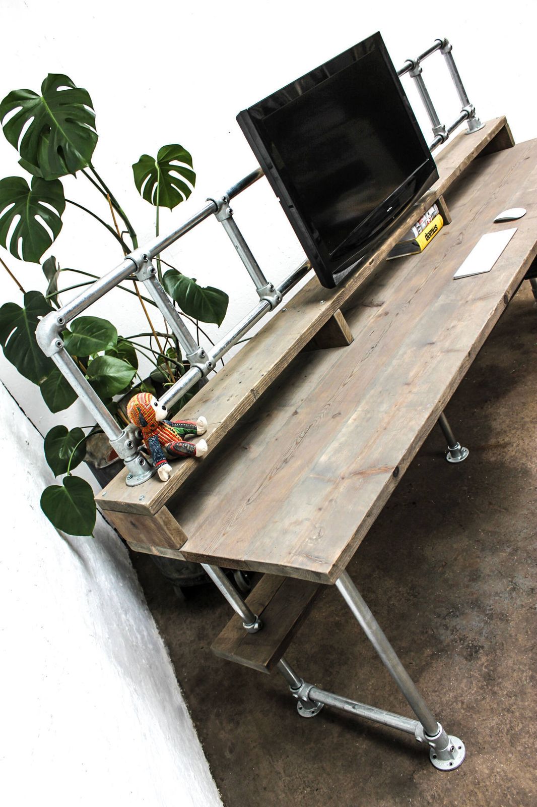 Ethan Reclaimed Scaffolding Board Industrial Style Desk With Built In Storage photo for sale