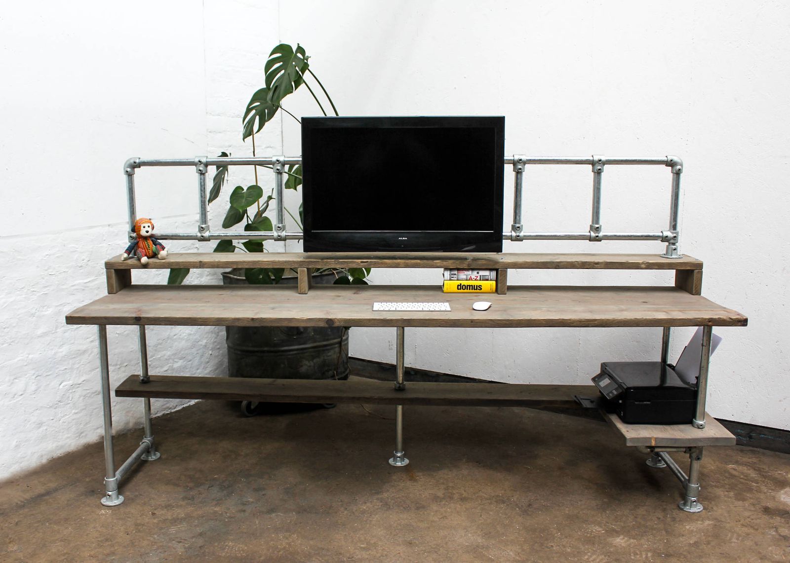 Ethan Reclaimed Scaffolding Board Industrial Style Desk With Built In Storage photo 1565.0