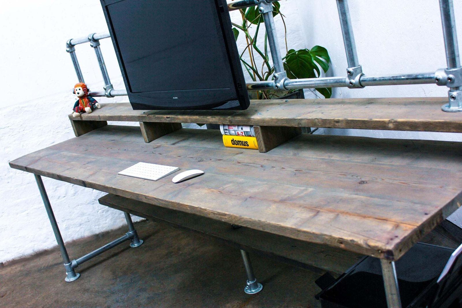 Ethan Reclaimed Scaffolding Board Industrial Style Desk With Built In Storage photo vintage