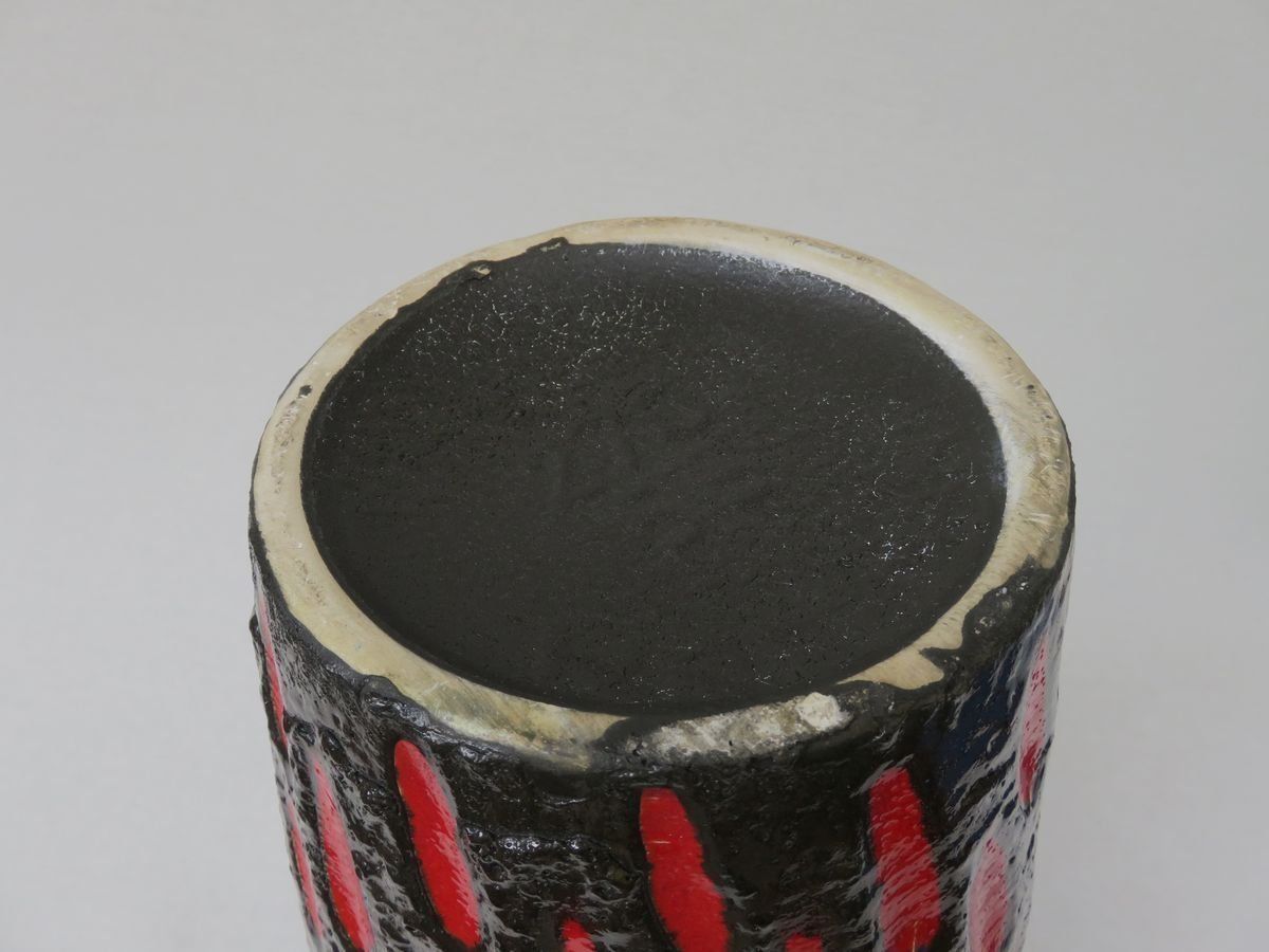 photo for sale Black And Red Ceramic Fat Lava Vase From Scheurich, 1960s