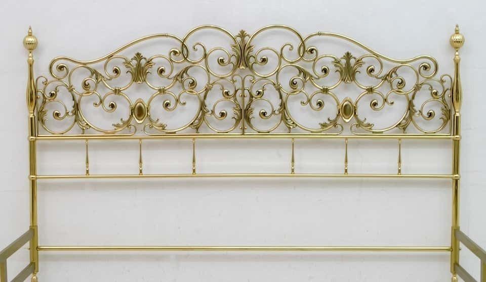 Mid Century Modern Italian Neoclassical Style Brass Double Bad, 1960s photo for sale