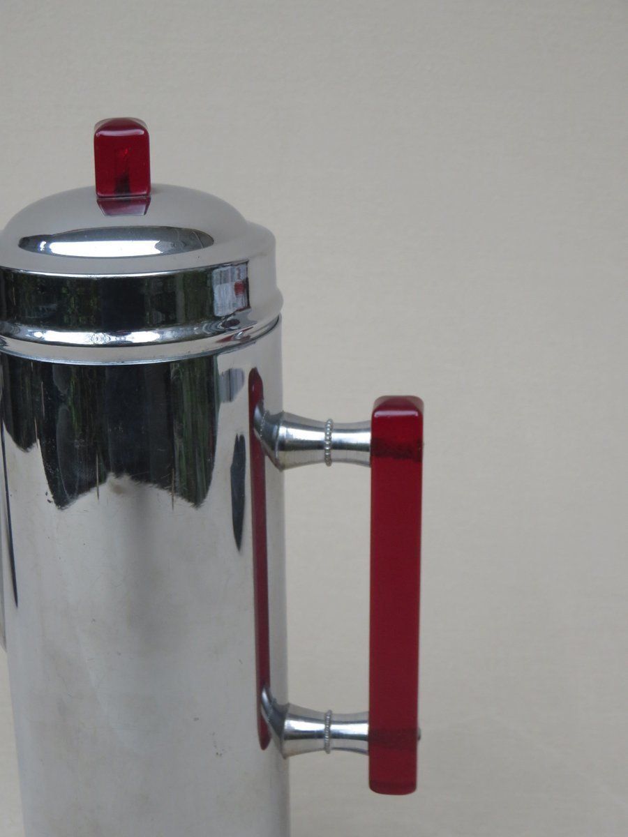 Art Deco Chrome Plated, Red Catalin & Stainless Chrome Shaker photo 611.15