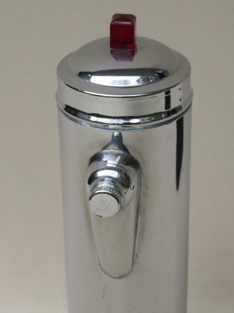 Art Deco Chrome Plated, Red Catalin & Stainless Chrome Shaker photo buy