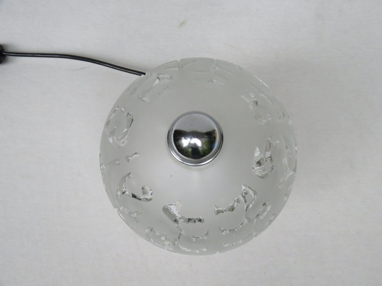 photo furniture Small Pressed Glass And Chrome Mushroom Table Lamps From Peill & Putzler, 1970s, Set Of 2