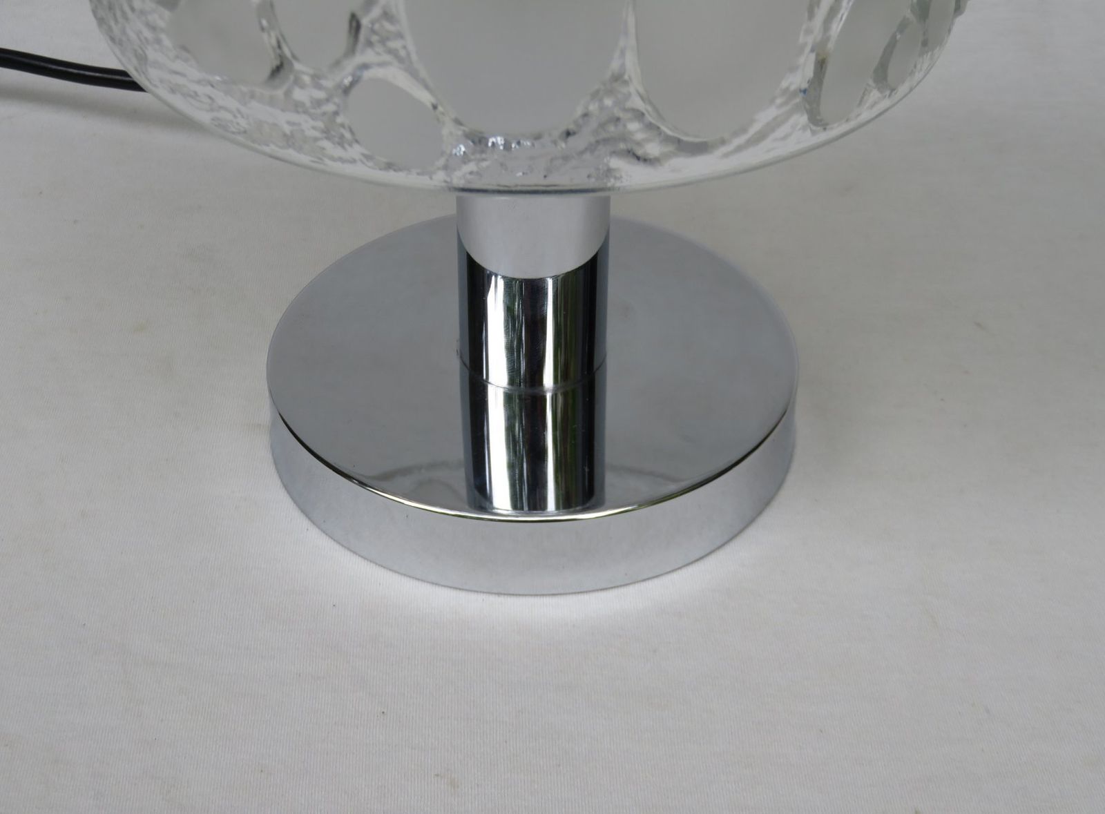 1846.2 Small Pressed Glass And Chrome Mushroom Table Lamps From Peill & Putzler, 1970s, Set Of 2 photo