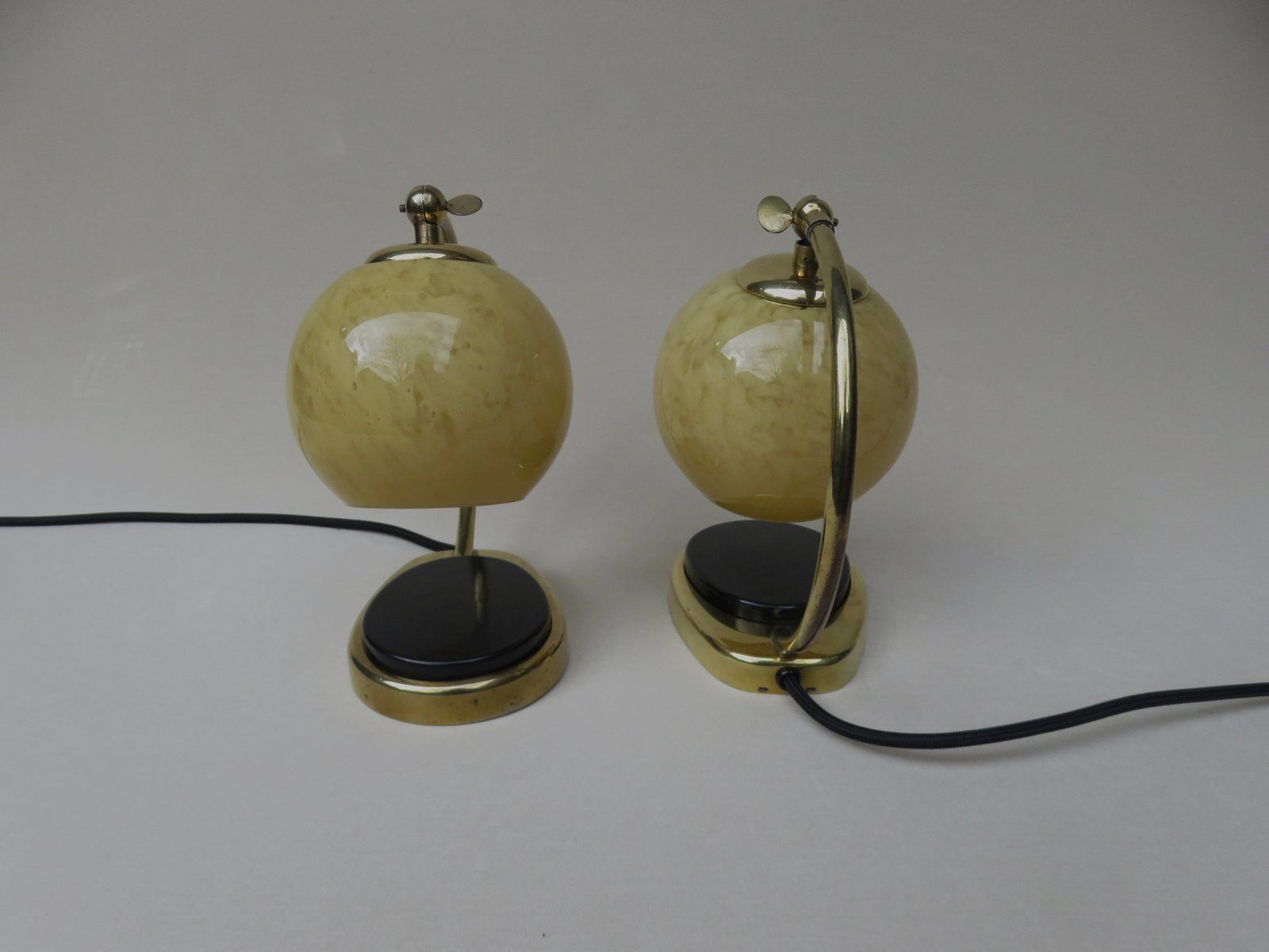 Glass And Brass Table Lamps By Marianne Brandt, 1950s, Set Of 2 photo for sale