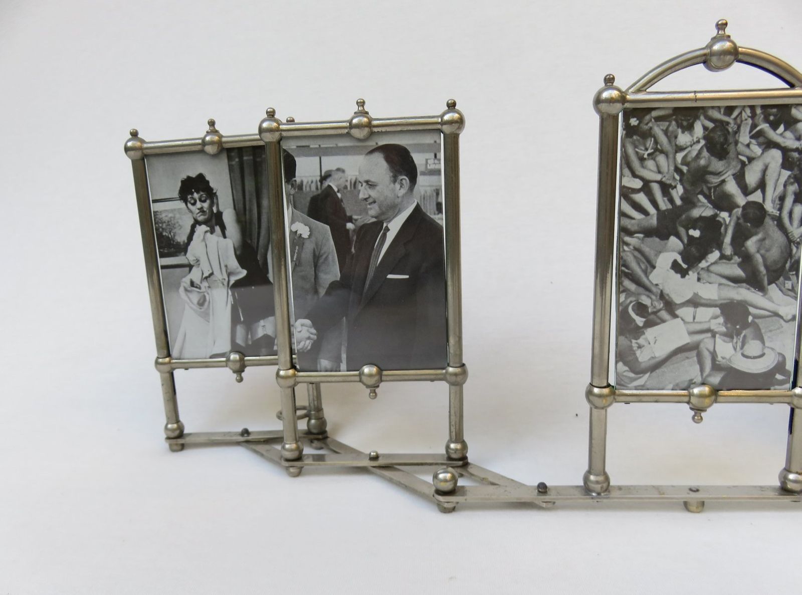 Art Nouveau Nickel Plated Picture Frame For 5 Photos photo vintage