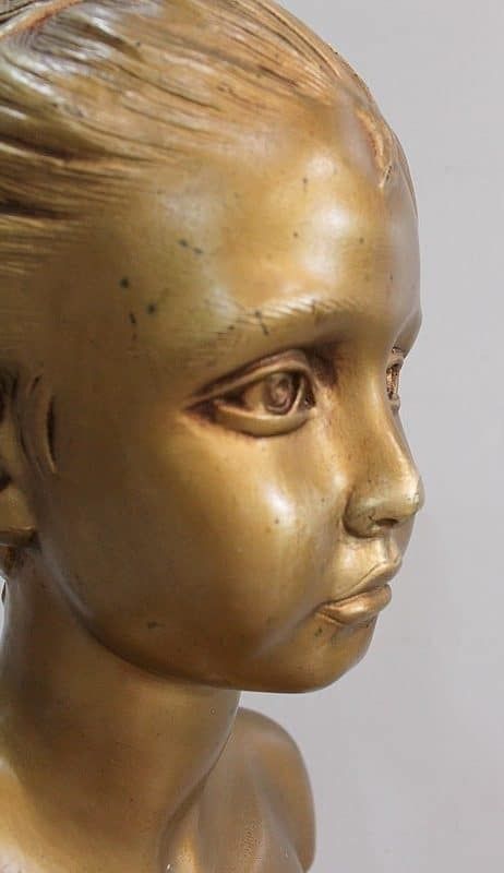 photo buy Bust Of A Girl And Twisted Column, In Golden Plaster   1900/1920