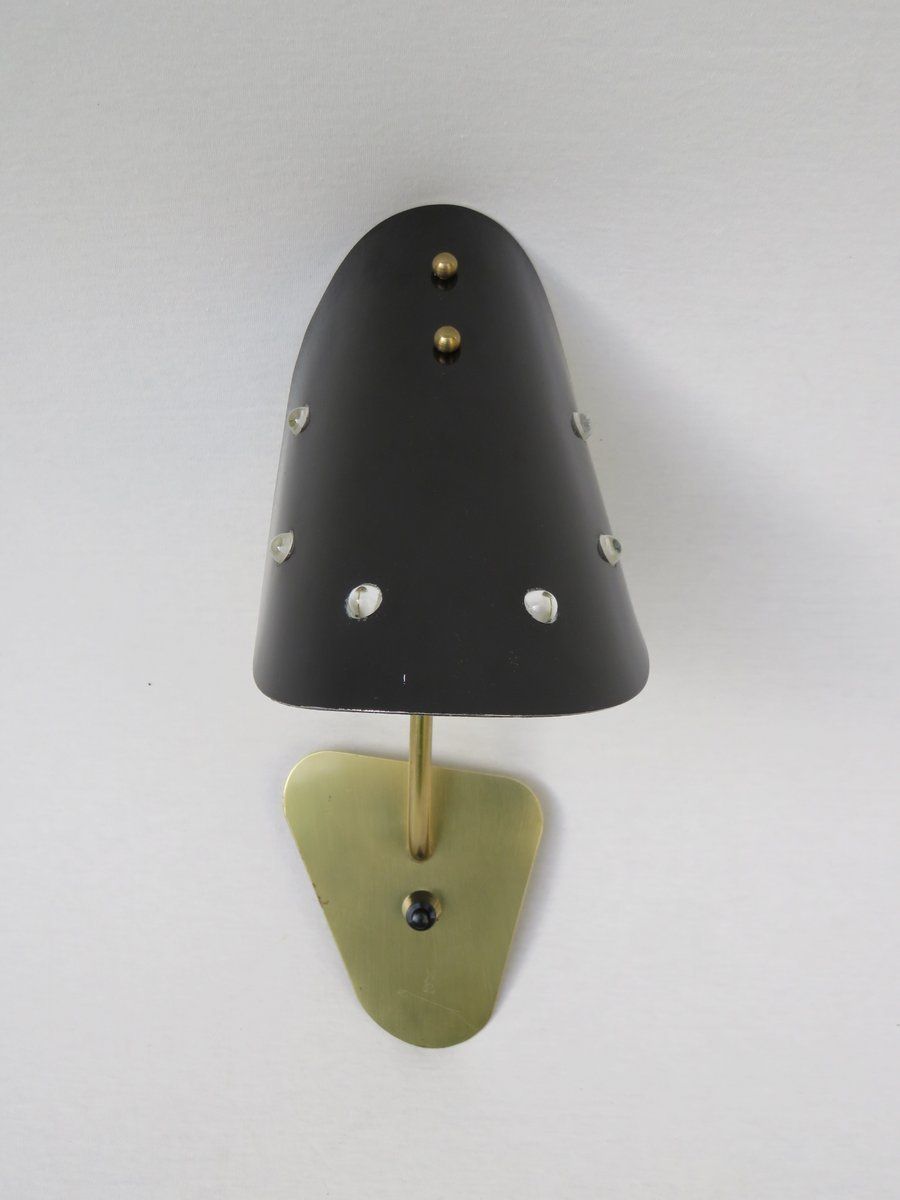 Extraordinary Italian Brass, Black Lacquered Aluminum, And Glass Bead Sconces, 1950s, Set Of 2 photo 4116.55
