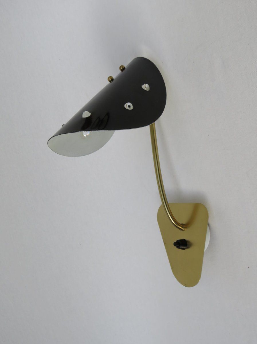 Extraordinary Italian Brass, Black Lacquered Aluminum, And Glass Bead Sconces, 1950s, Set Of 2 photo buy