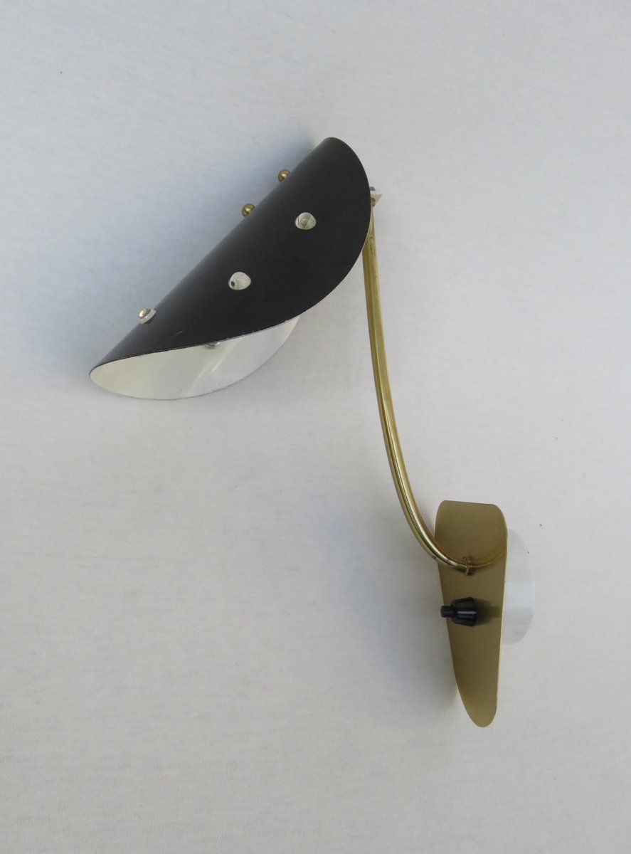 Extraordinary Italian Brass, Black Lacquered Aluminum, And Glass Bead Sconces, 1950s, Set Of 2 photo vintage