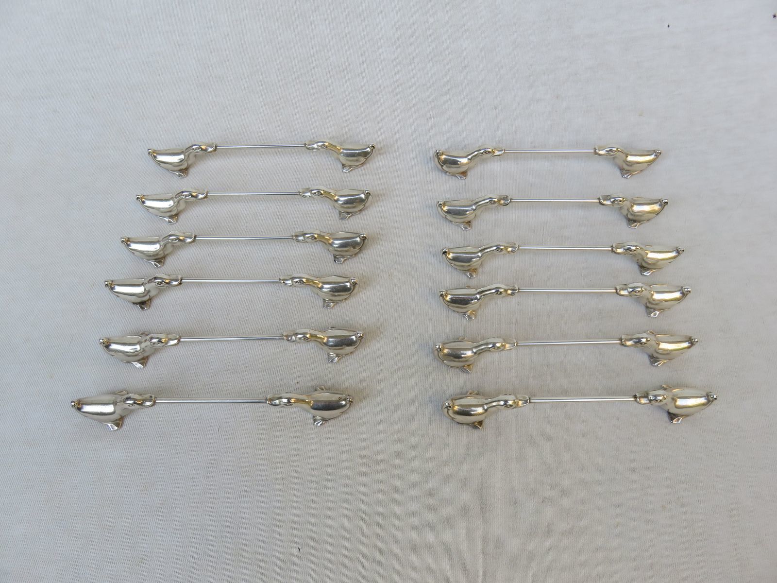 German Art Deco Silver Plated Duck Knife Rests From Wmf Geislingen, Set Of 12 photo Home Decor
