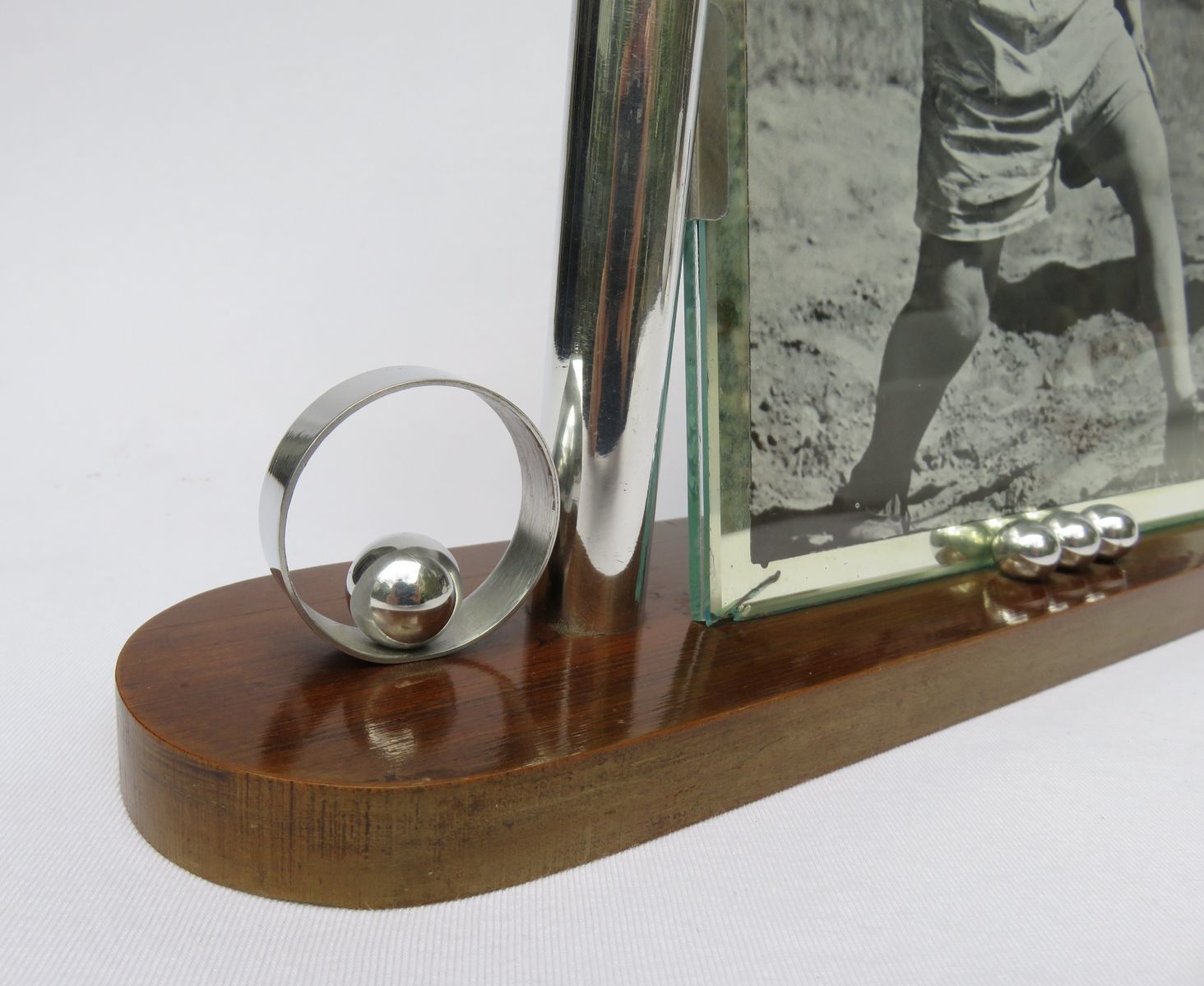 Art Deco French Wood & Chrome Picture Frame photo vinterior