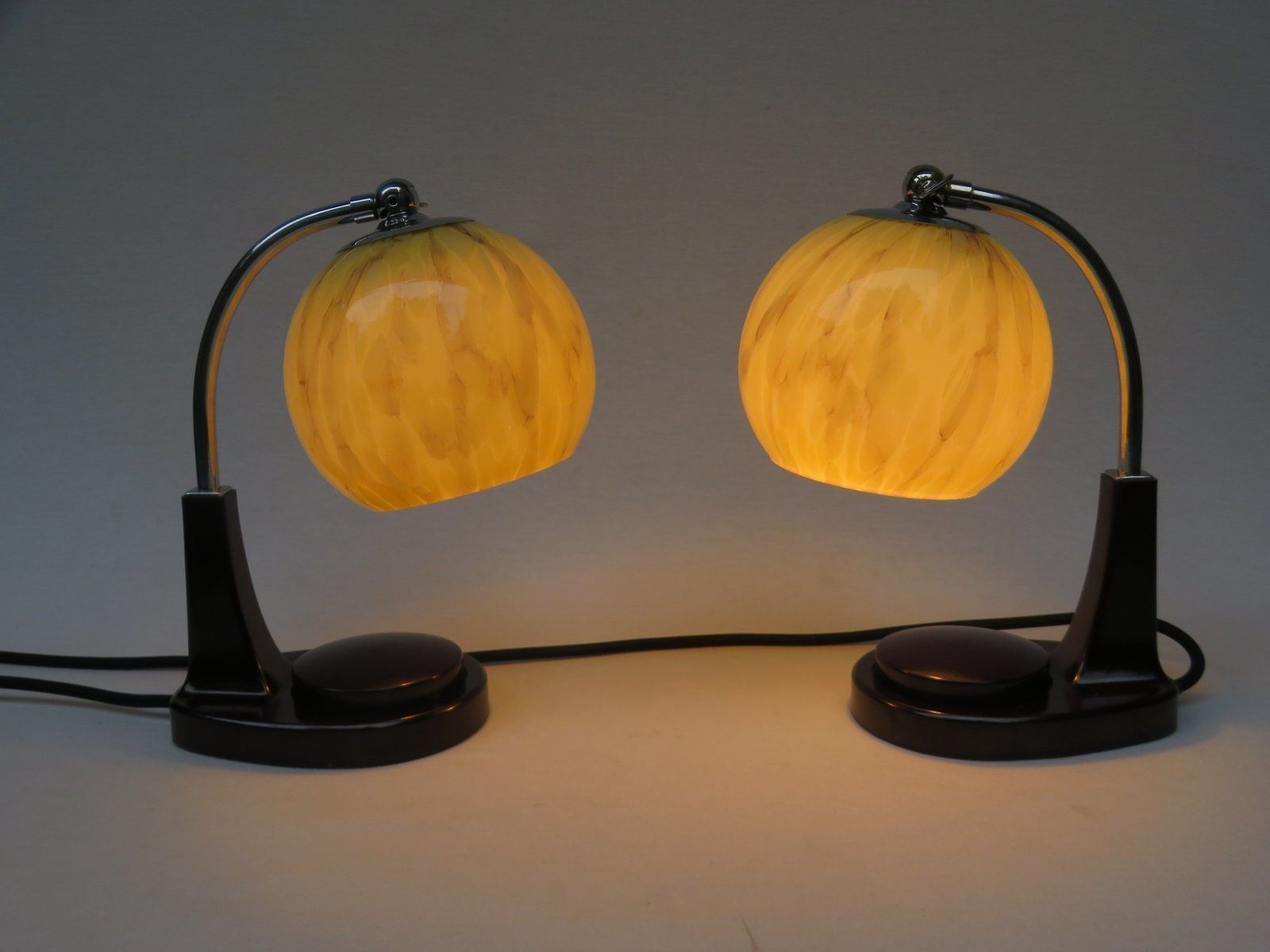 Bauhaus Bakelite Table Lamps By Marianne Brandt For Gmf, 1920s, Set Of 2 photo vinterior