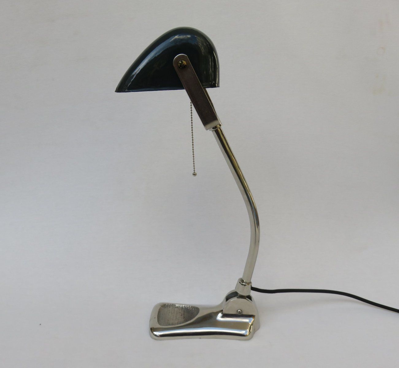 Art Nouveau Chromed Bankers Lamp From Lux