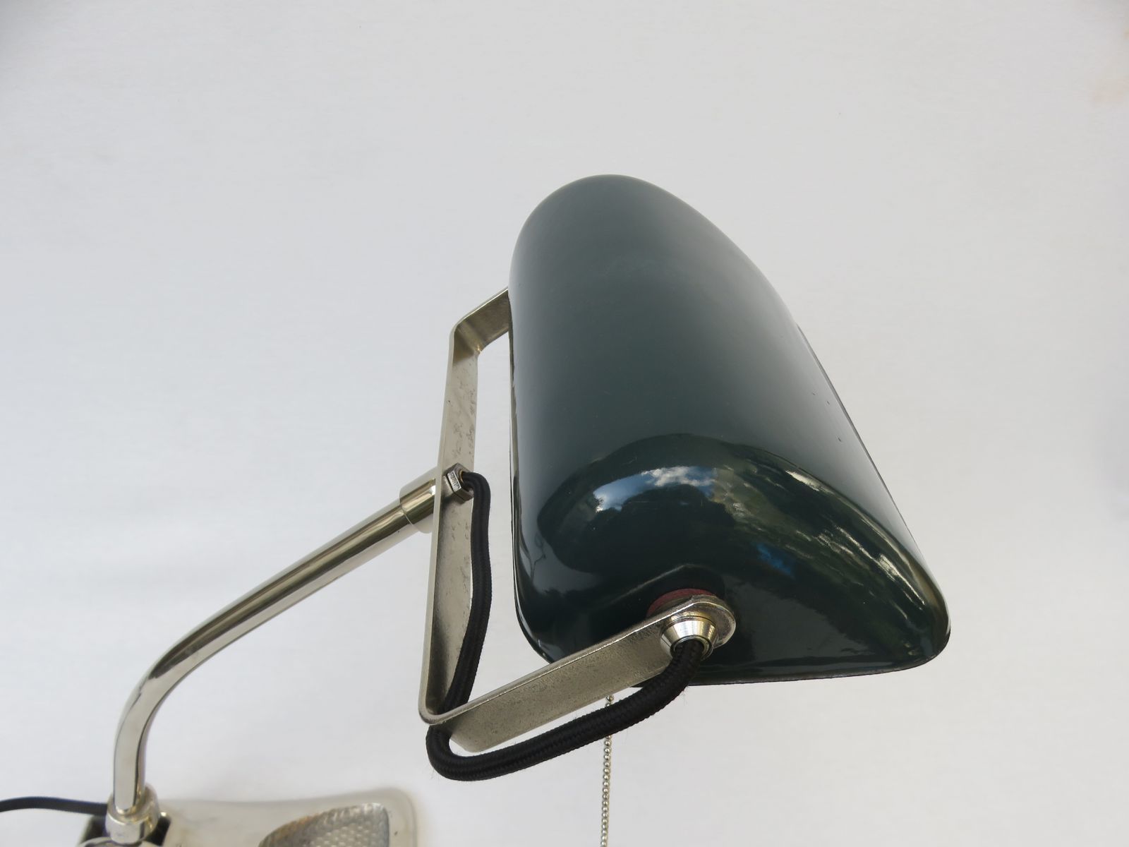 Art Nouveau Chromed Bankers Lamp From Lux photo vintage