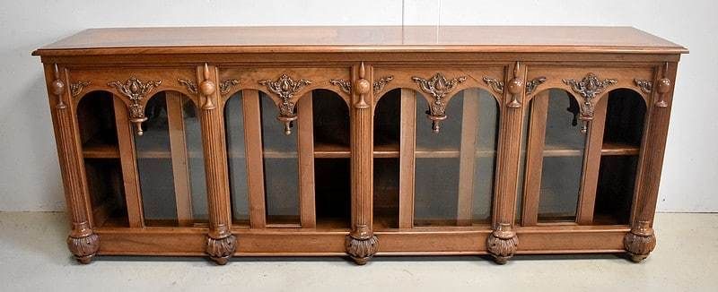 Long Presentation Cabinet, In Walnut, Renaissance Taste   2nd Part Of The 19th Century photo Furniture