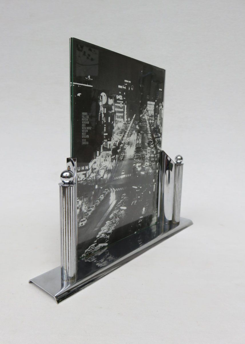 Large Vintage Chrome Picture Frame photo furniture