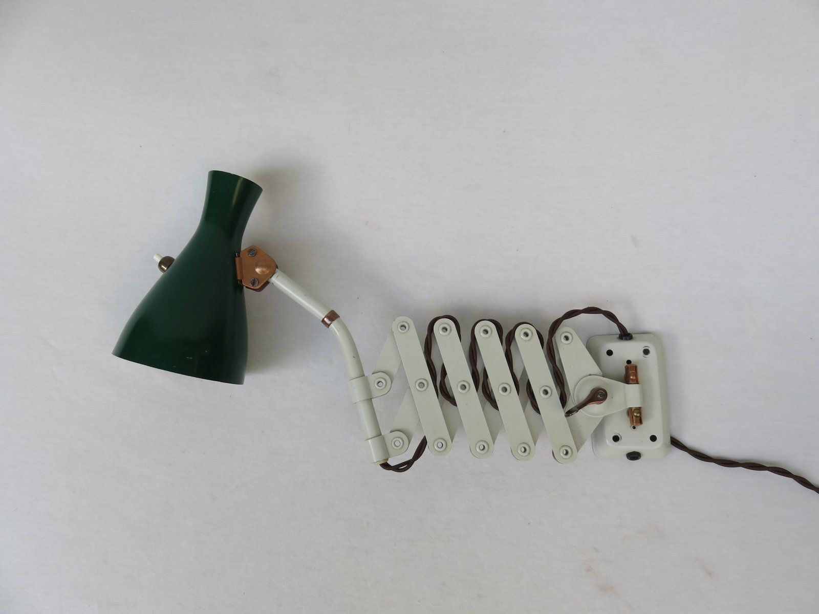 Extraordinary Green And Beige Scissor Lamp From Helo Leuchten, 1960s
