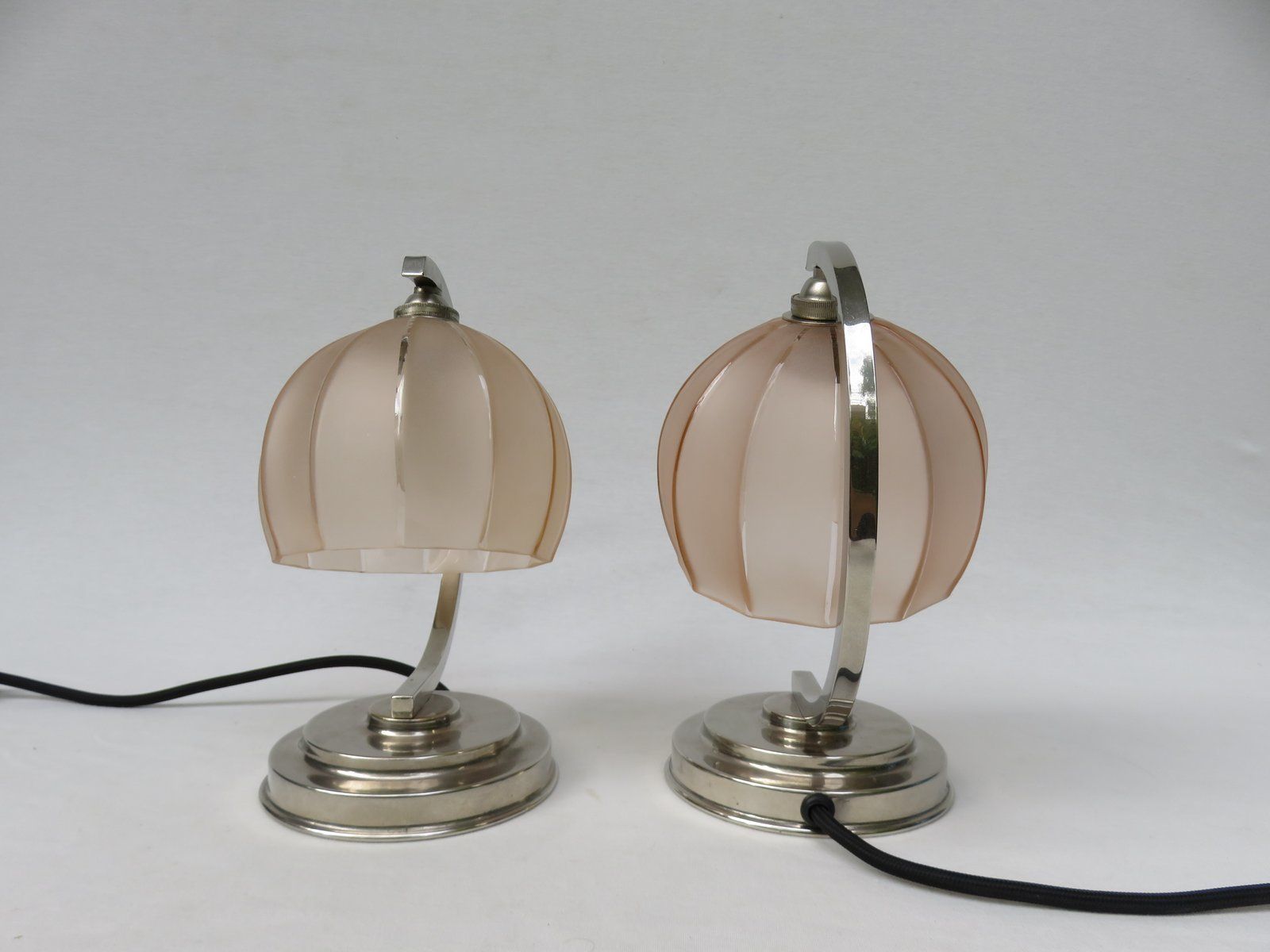 Elegant French Art Deco Small Table Lamps, Set Of 2 photo Lighting