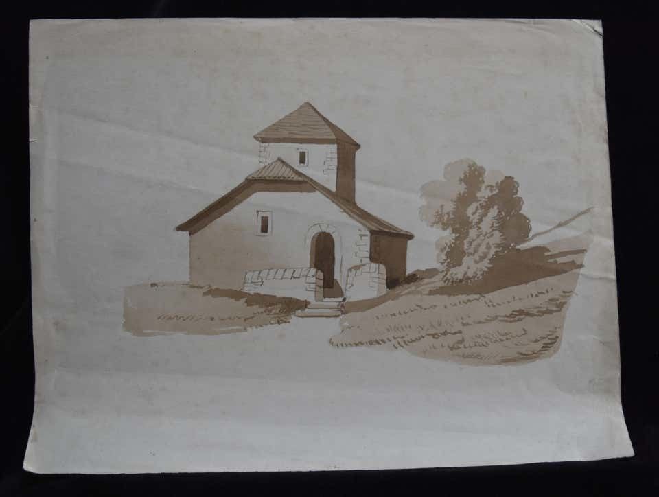 Unknown France 19th Century, A Set Of 7 Drawings, Landscapes And Farms, Ink Wash On Pape 1843 photo vinterior