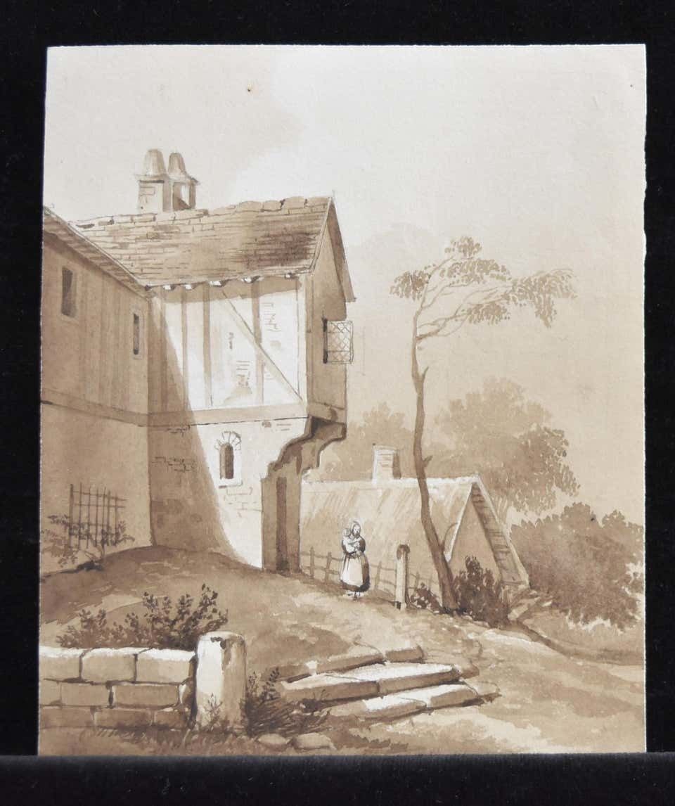 France 19th Century, A Set Of 6 Drawings, Landscapes And Farms, Ink Wash On Pape 1843 photo furniture
