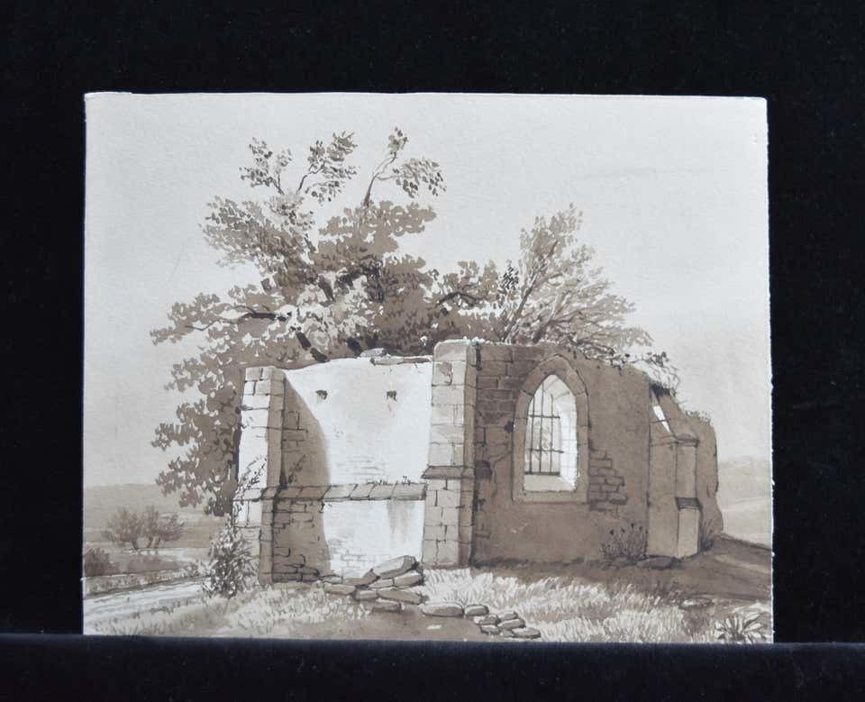 France 19th Century, A Set Of 6 Drawings, Landscapes And Farms, Ink Wash On Pape 1843 photo vinterior